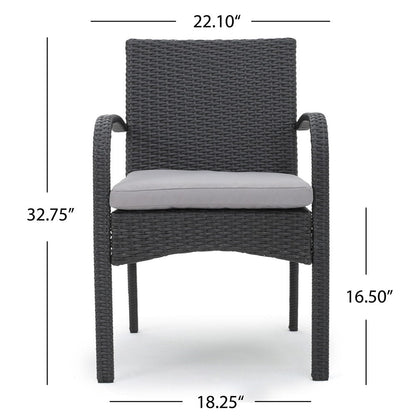 Ensemble de salle à manger d'extérieur Patterson 5 pièces en osier avec coussins par Christopher Knight Home