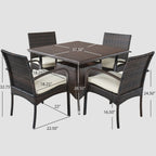 Ensemble de salle à manger d'extérieur Patterson 5 pièces en osier avec coussins par Christopher Knight Home