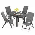 Ensemble de salle à manger de patio 3/5/7 pièces, table extensible en aluminium, chaise pliante rembourrée réglable