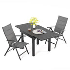Ensemble de salle à manger de patio 3/5/7 pièces, table extensible en aluminium, chaise pliante rembourrée réglable