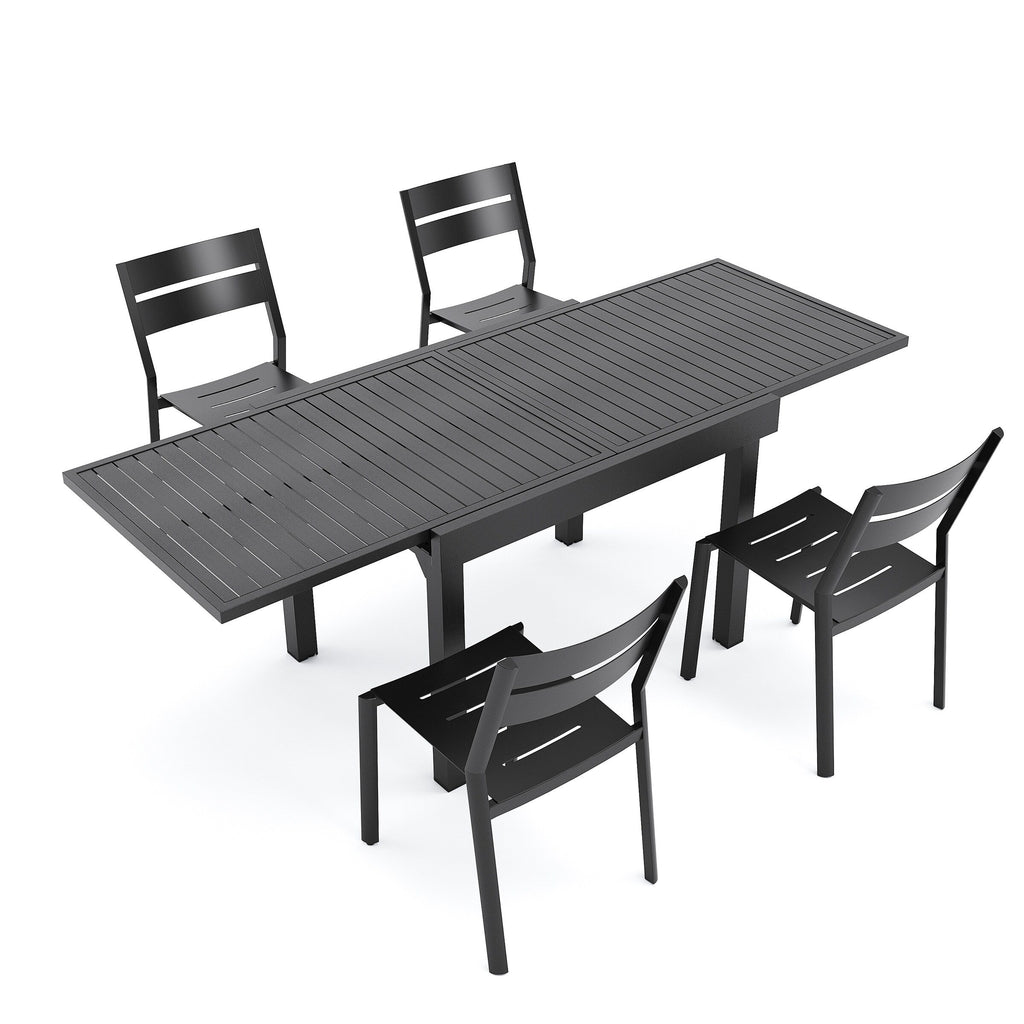 Ensemble de salle à manger d'extérieur en aluminium Pellebant 5/7/9 pièces avec table extensible et chaises empilables