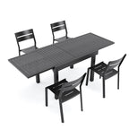 Ensemble de salle à manger d'extérieur en aluminium Pellebant 5/7/9 pièces avec table extensible et chaises empilables