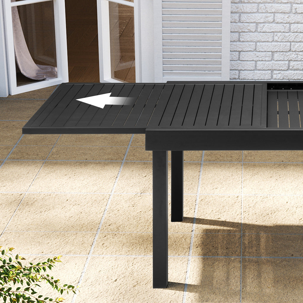 Ensemble de salle à manger d'extérieur en aluminium Pellebant 5/7/9 pièces avec table extensible et chaises empilables