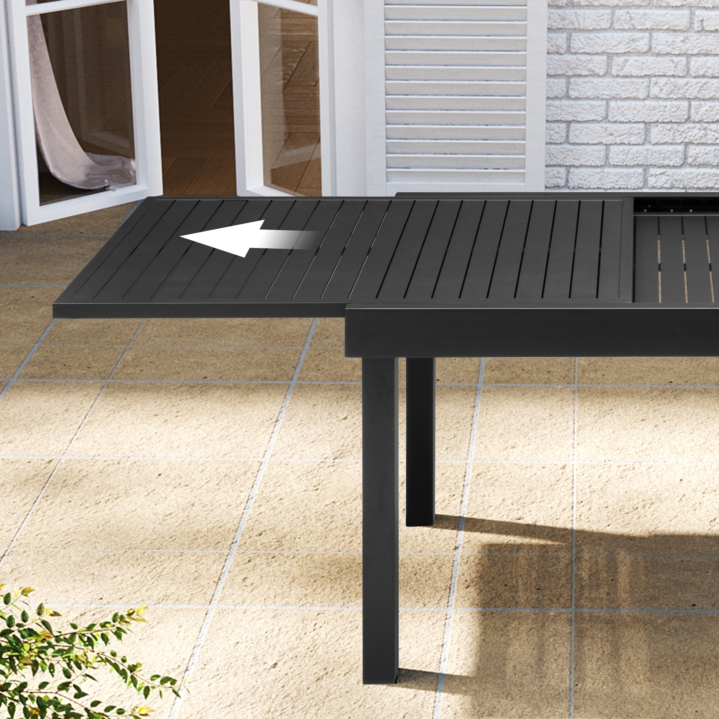 Ensemble de salle à manger d'extérieur en aluminium Pellebant 5/7/9 pièces avec table extensible et chaises empilables