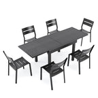 Ensemble de salle à manger d'extérieur en aluminium Pellebant 5/7/9 pièces avec table extensible et chaises empilables