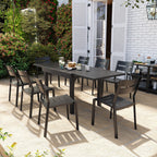 Ensemble de salle à manger d'extérieur en aluminium Pellebant 5/7/9 pièces avec table extensible et chaises empilables