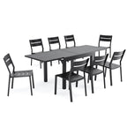 Ensemble de salle à manger d'extérieur en aluminium Pellebant 5/7/9 pièces avec table extensible et chaises empilables