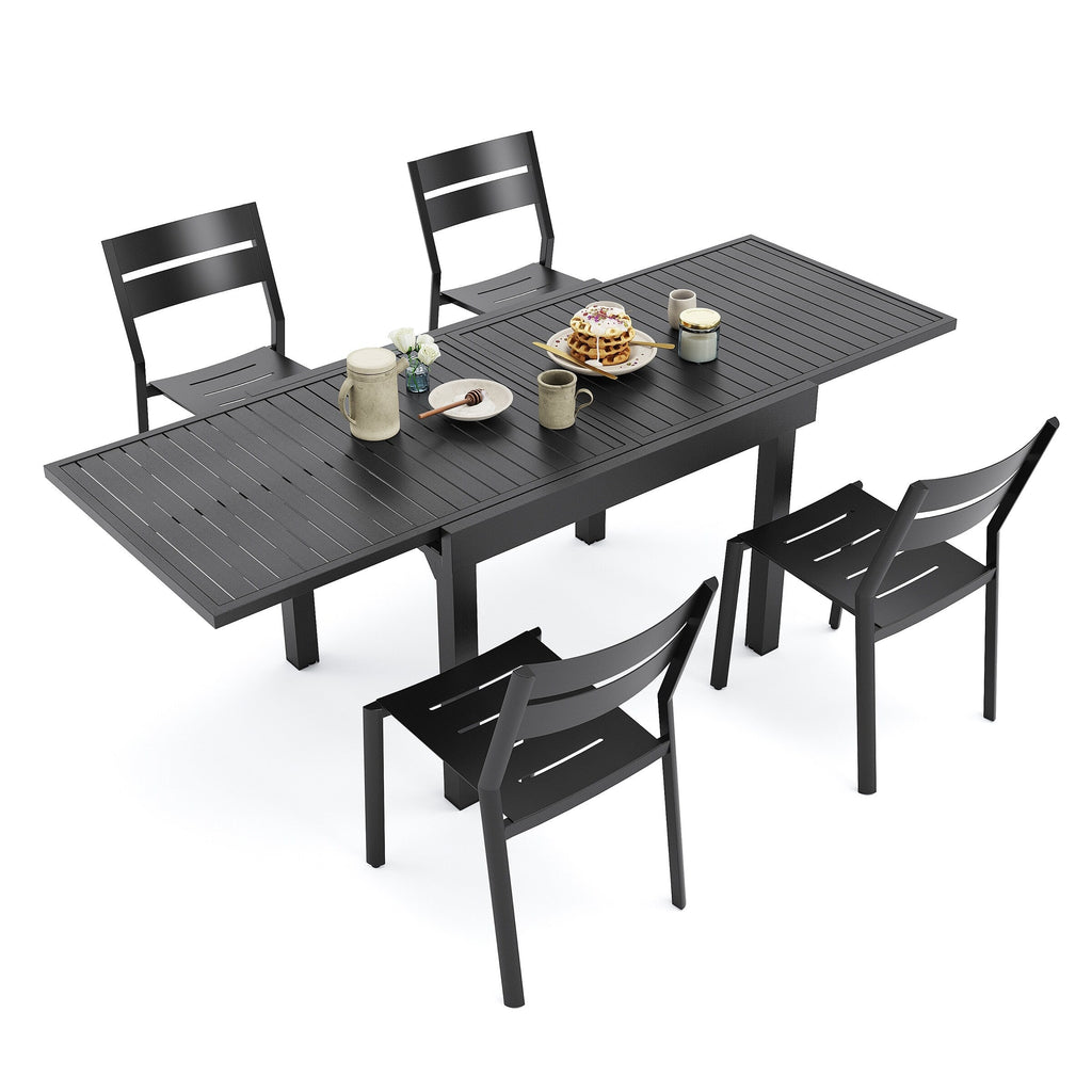Ensemble de salle à manger d'extérieur en aluminium Pellebant 5/7/9 pièces avec table extensible et chaises empilables