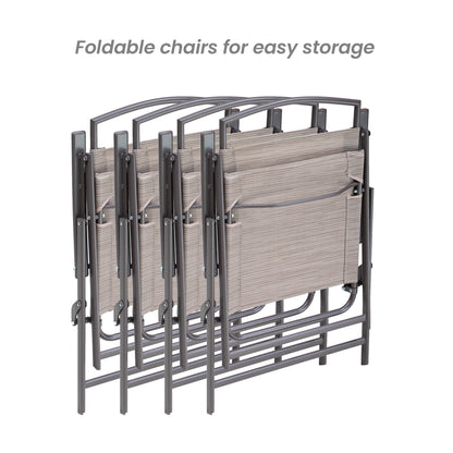 Ensemble de salle à manger d'extérieur Pellebant 5 pièces avec chaises pliantes
