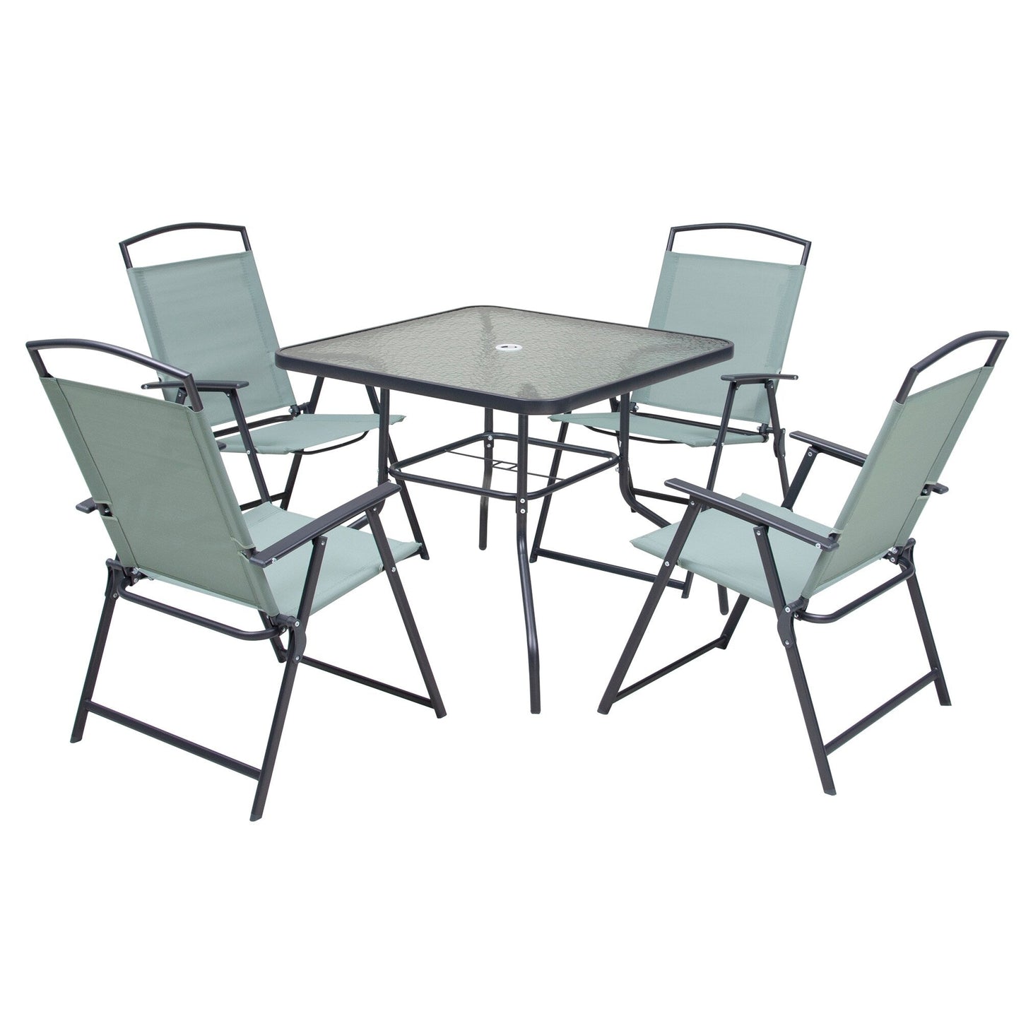 Ensemble de salle à manger d'extérieur Pellebant 5 pièces avec chaises pliantes