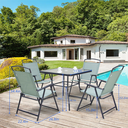 Ensemble de salle à manger d'extérieur Pellebant 5 pièces avec chaises pliantes