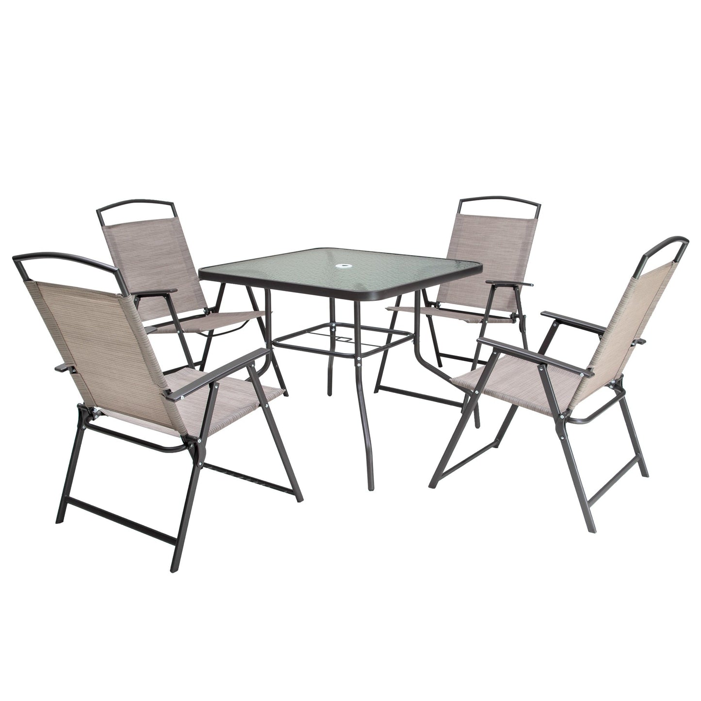 Ensemble de salle à manger d'extérieur Pellebant 5 pièces avec chaises pliantes
