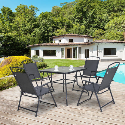 Ensemble de salle à manger d'extérieur Pellebant 5 pièces avec chaises pliantes