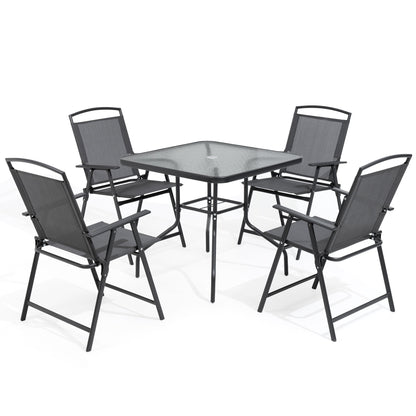 Ensemble de salle à manger d'extérieur Pellebant 5 pièces avec chaises pliantes
