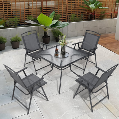Ensemble de salle à manger d'extérieur Pellebant 5 pièces avec chaises pliantes