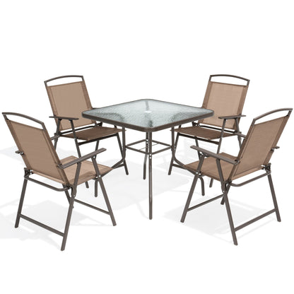 Ensemble de salle à manger d'extérieur Pellebant 5 pièces avec chaises pliantes