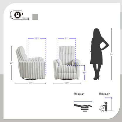 Fauteuil inclinable manuel pivotant en velours côtelé Pendu