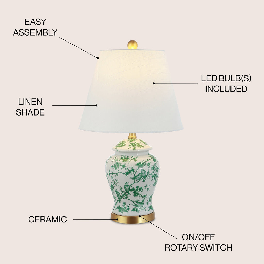 Lampe de table LED Penelope 22 Chinoiserie, bleu/blanc par JONATHAN Y