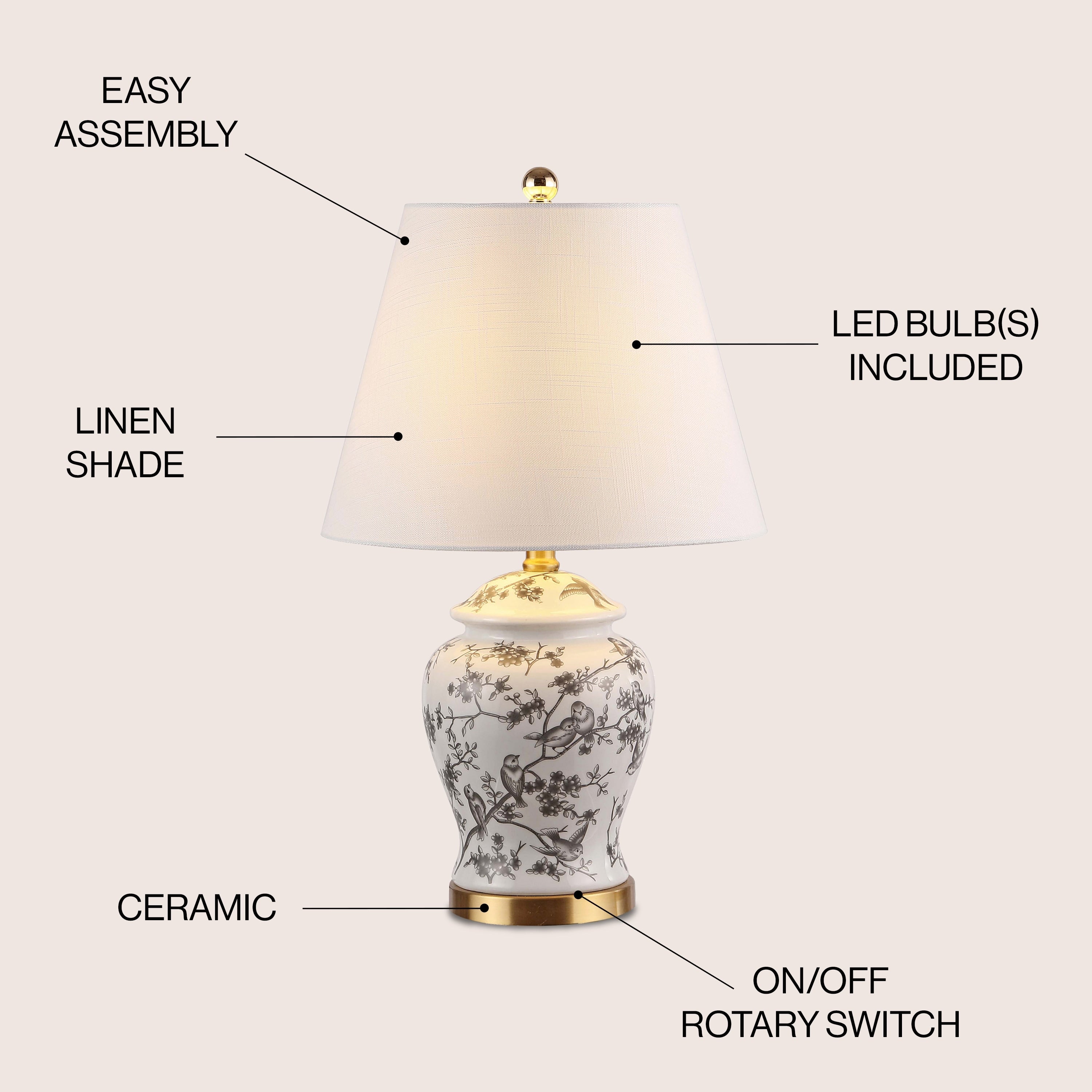 Lampe de table LED Penelope 22 Chinoiserie, bleu/blanc par JONATHAN Y