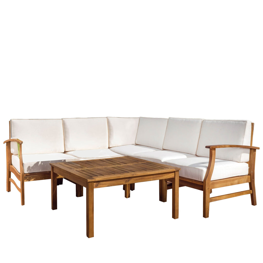 Ensemble de salon d'extérieur 5 places Perla Acacia par Christopher Knight Home
