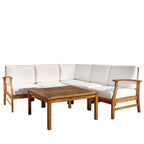 Ensemble de salon d'extérieur 5 places Perla Acacia par Christopher Knight Home