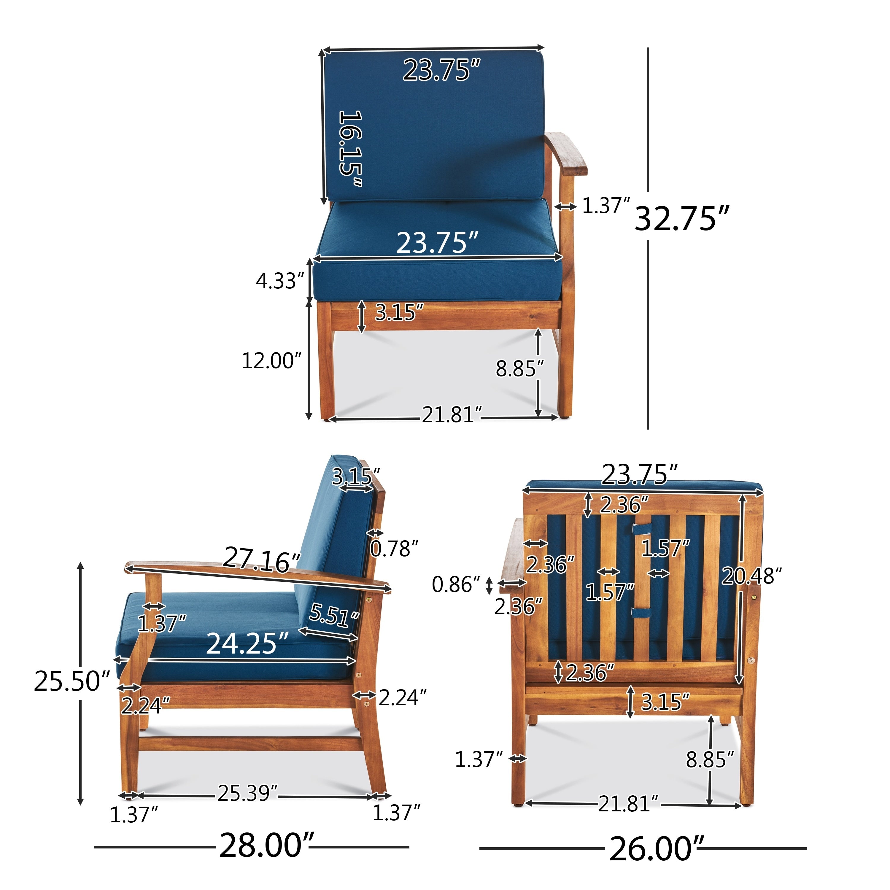 Ensemble de canapés sectionnels Perla 9 places en bois d'acacia par Christopher Knight Home