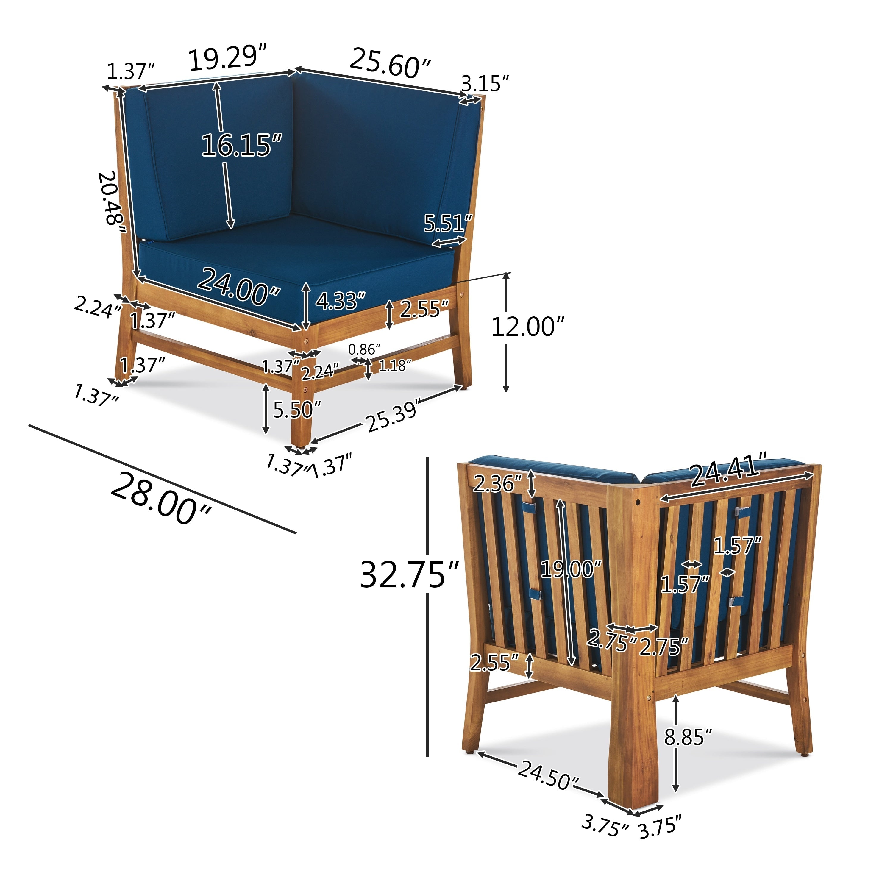 Ensemble de canapés sectionnels Perla 9 places en bois d'acacia par Christopher Knight Home