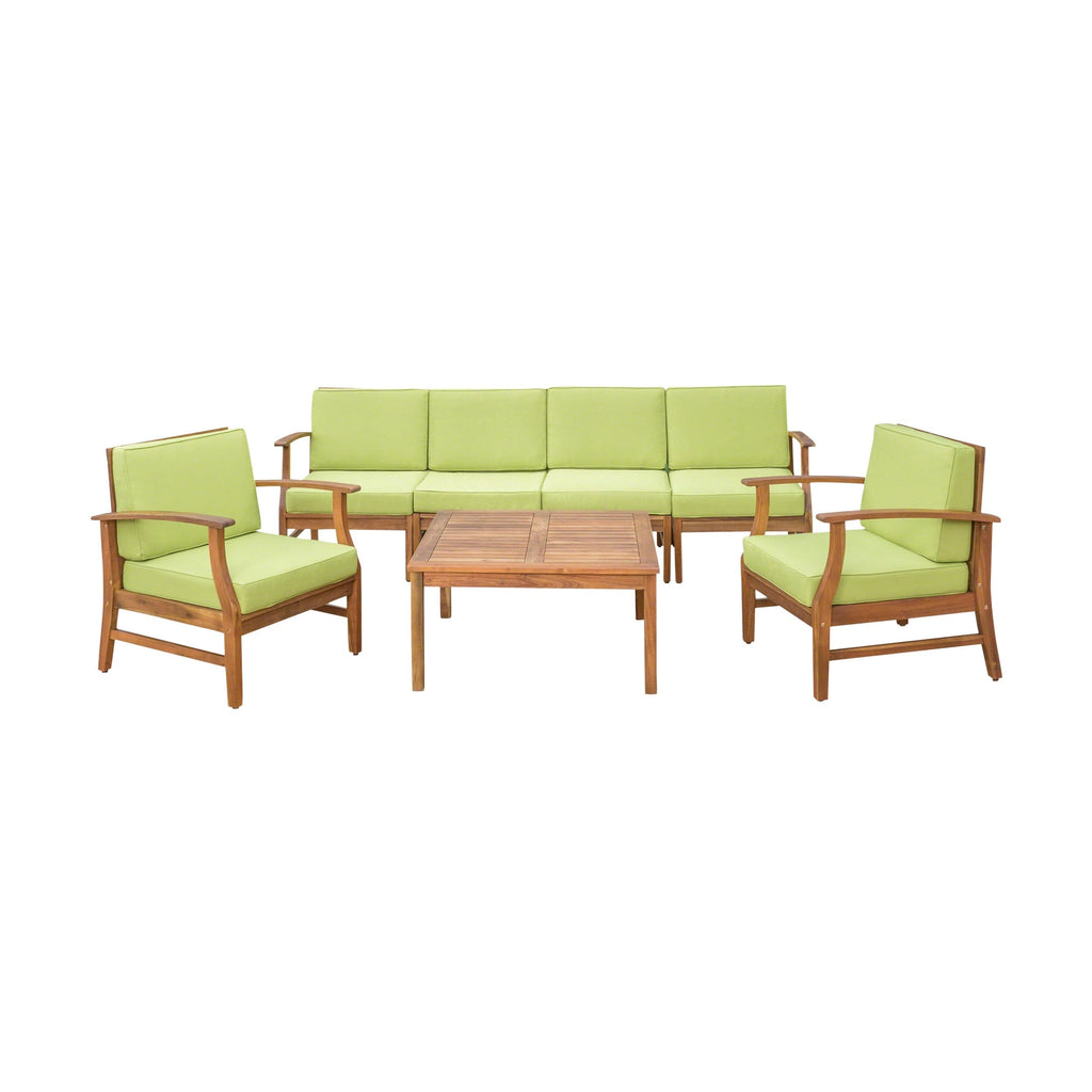 Ensemble de salon de jardin Perla en bois d'acacia, 7 pièces, par Christopher Knight Home
