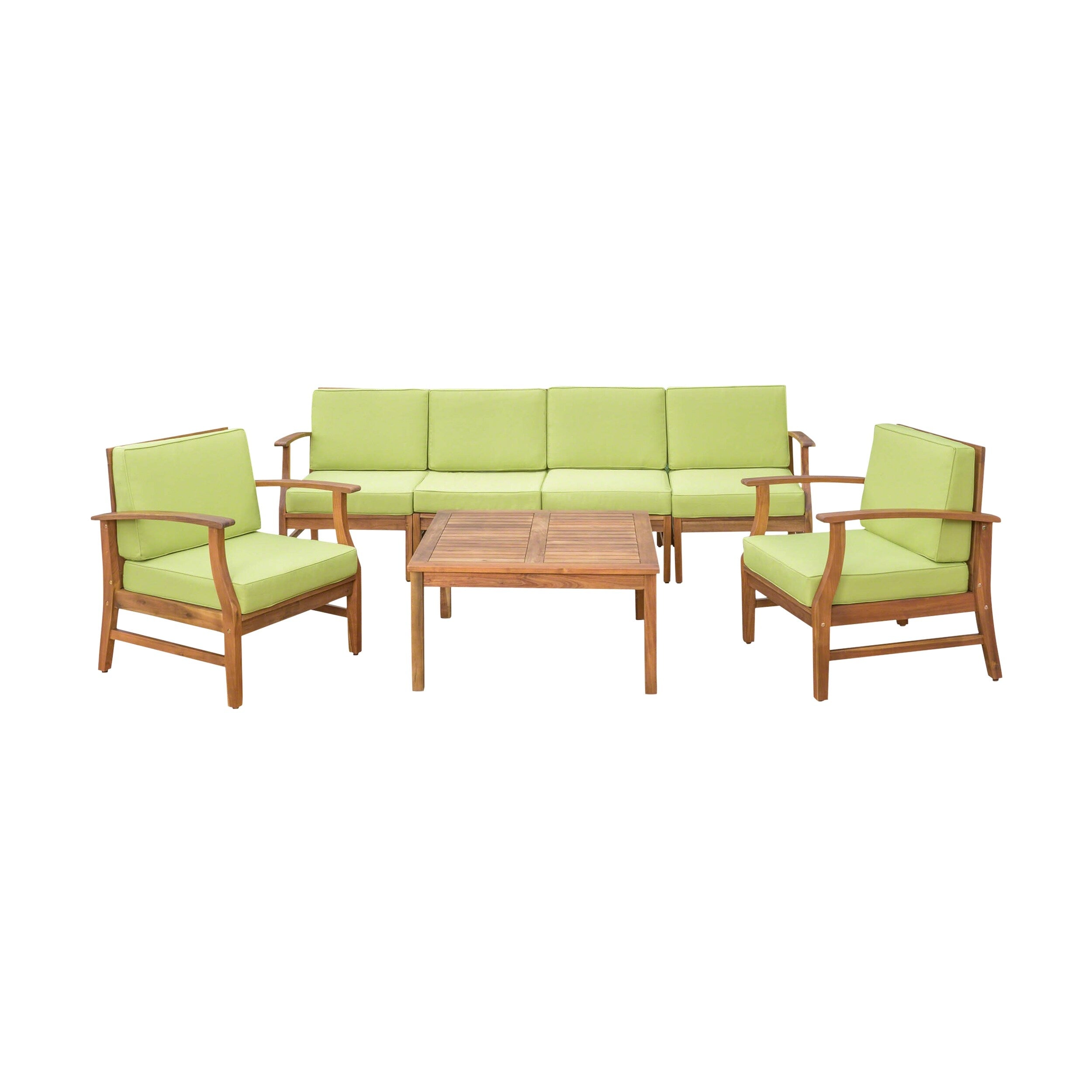 Ensemble de salon de jardin Perla en bois d'acacia, 7 pièces, par Christopher Knight Home