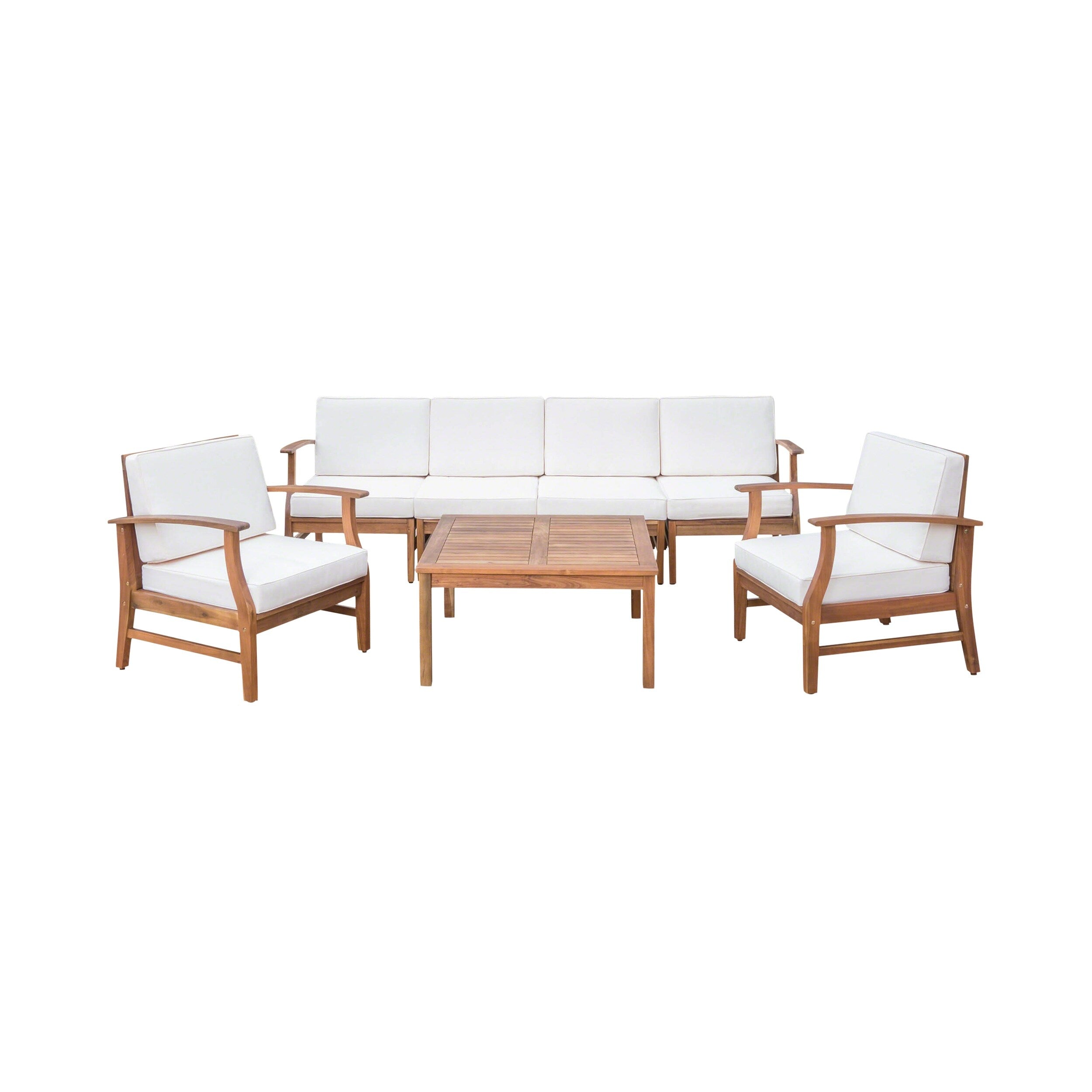 Ensemble de salon de jardin Perla en bois d'acacia, 7 pièces, par Christopher Knight Home