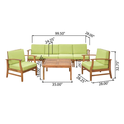 Ensemble de salon de jardin Perla en bois d'acacia, 7 pièces, par Christopher Knight Home