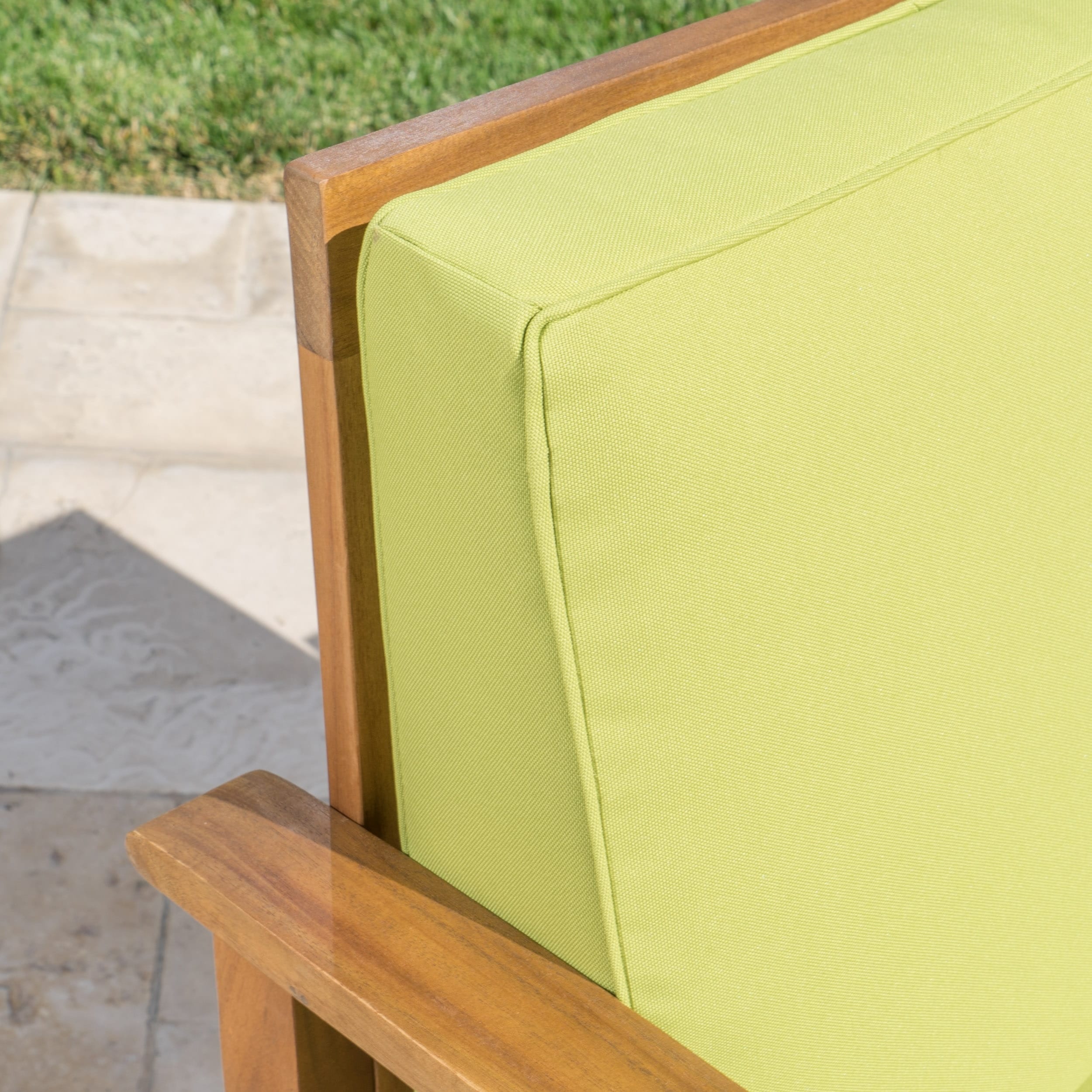 Ensemble de canapés d'extérieur Perla en bois d'acacia 7 pièces avec coussin par Christopher Knight Home