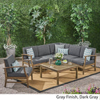 Ensemble de canapés d'extérieur Perla en bois d'acacia 7 pièces avec coussin par Christopher Knight Home