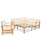 Ensemble de canapés d'extérieur Perla en bois d'acacia 7 pièces avec coussin par Christopher Knight Home
