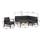Ensemble de canapés d'extérieur Perla en bois d'acacia 7 pièces avec coussin par Christopher Knight Home