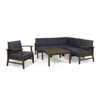 Ensemble de canapés d'extérieur Perla en bois d'acacia 7 pièces avec coussin par Christopher Knight Home