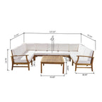 Ensemble de canapés sectionnels Perla 9 places en bois d'acacia par Christopher Knight Home
