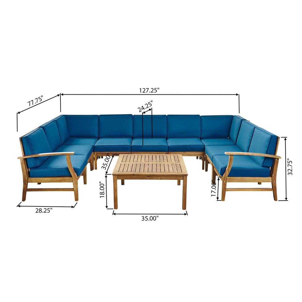 Ensemble de canapés sectionnels Perla 9 places en bois d'acacia par Christopher Knight Home