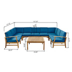 Ensemble de canapés sectionnels Perla 9 places en bois d'acacia par Christopher Knight Home