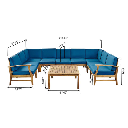 Ensemble de canapés sectionnels Perla 9 places en bois d'acacia par Christopher Knight Home