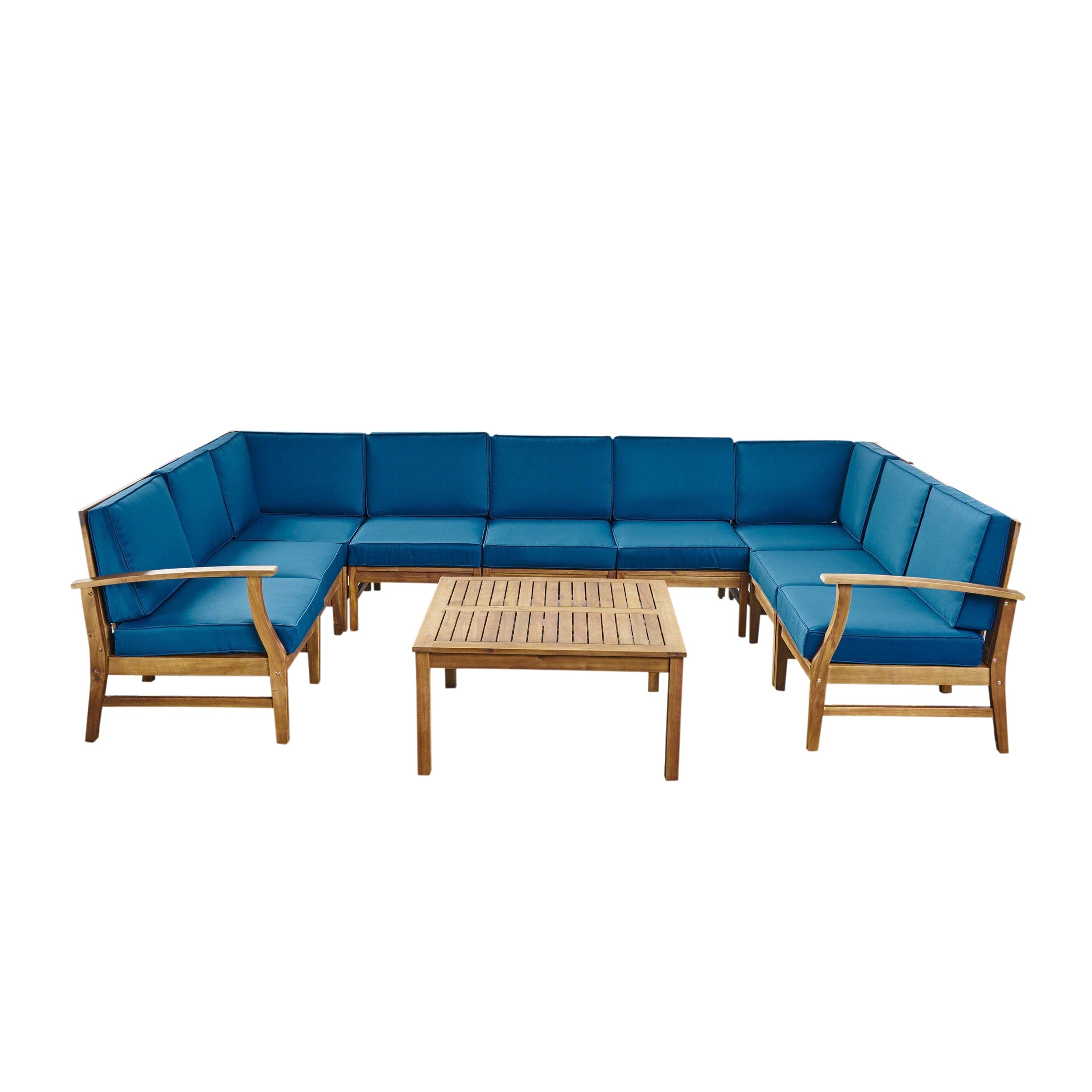 Ensemble de canapés sectionnels Perla 9 places en bois d'acacia par Christopher Knight Home