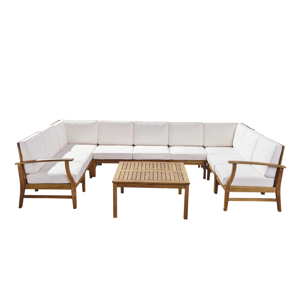 Ensemble de canapés sectionnels Perla 9 places en bois d'acacia par Christopher Knight Home