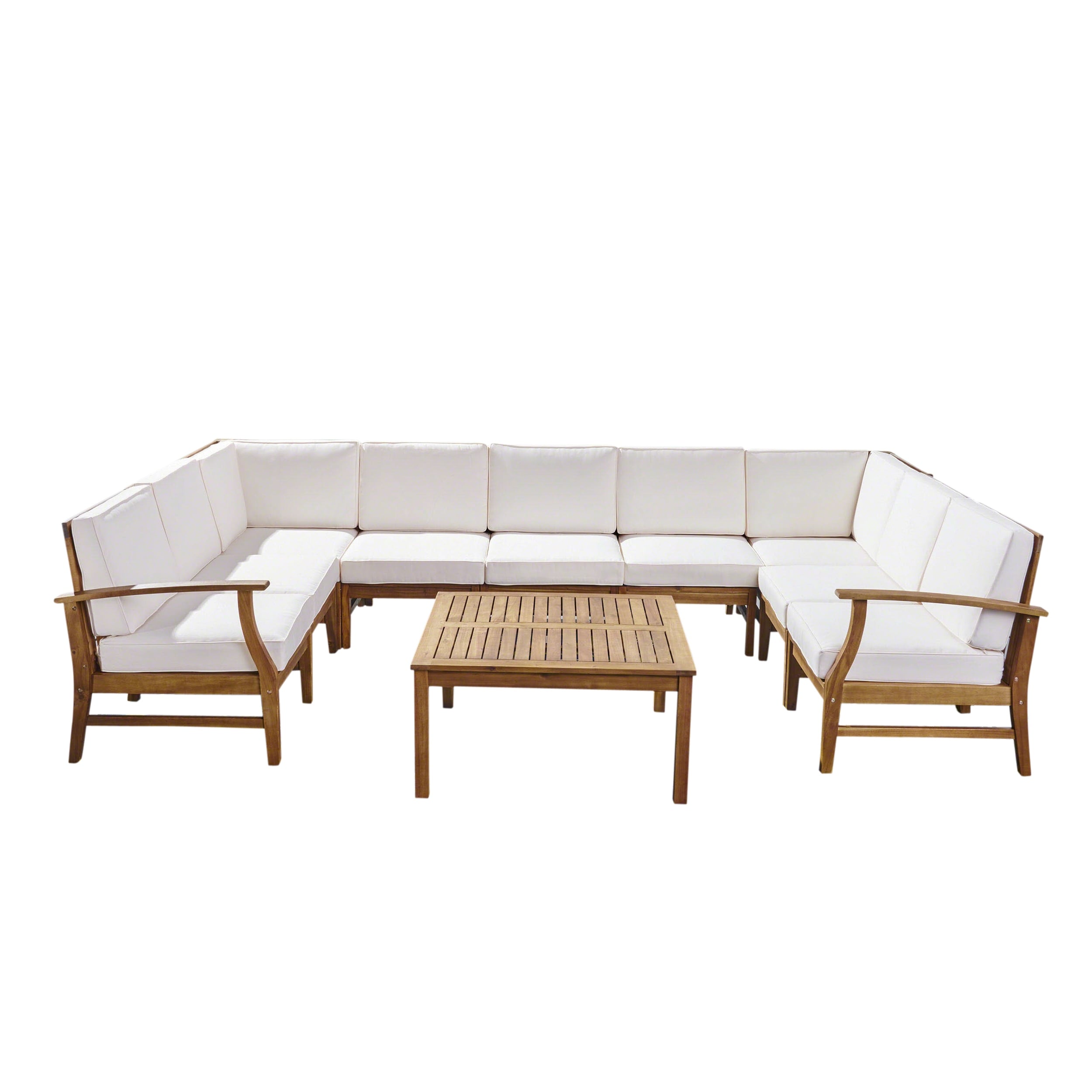Ensemble de canapés sectionnels Perla 9 places en bois d'acacia par Christopher Knight Home