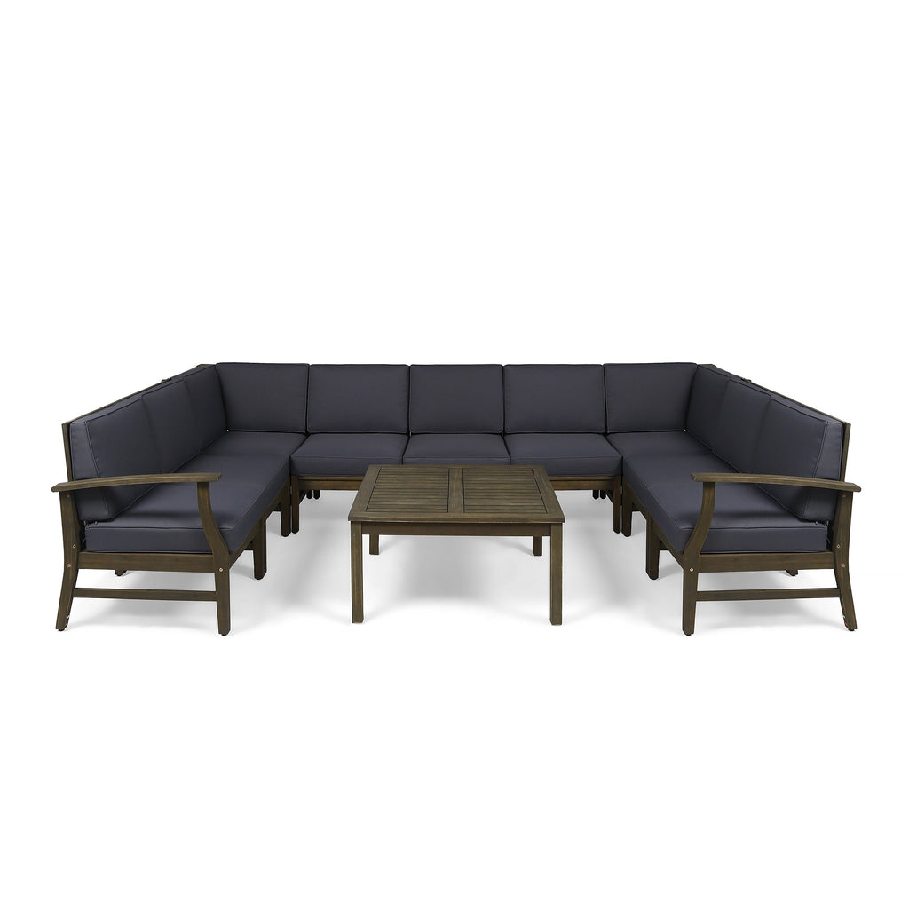 Ensemble de canapés sectionnels Perla 9 places en bois d'acacia par Christopher Knight Home