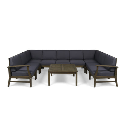 Ensemble de canapés sectionnels Perla 9 places en bois d'acacia par Christopher Knight Home