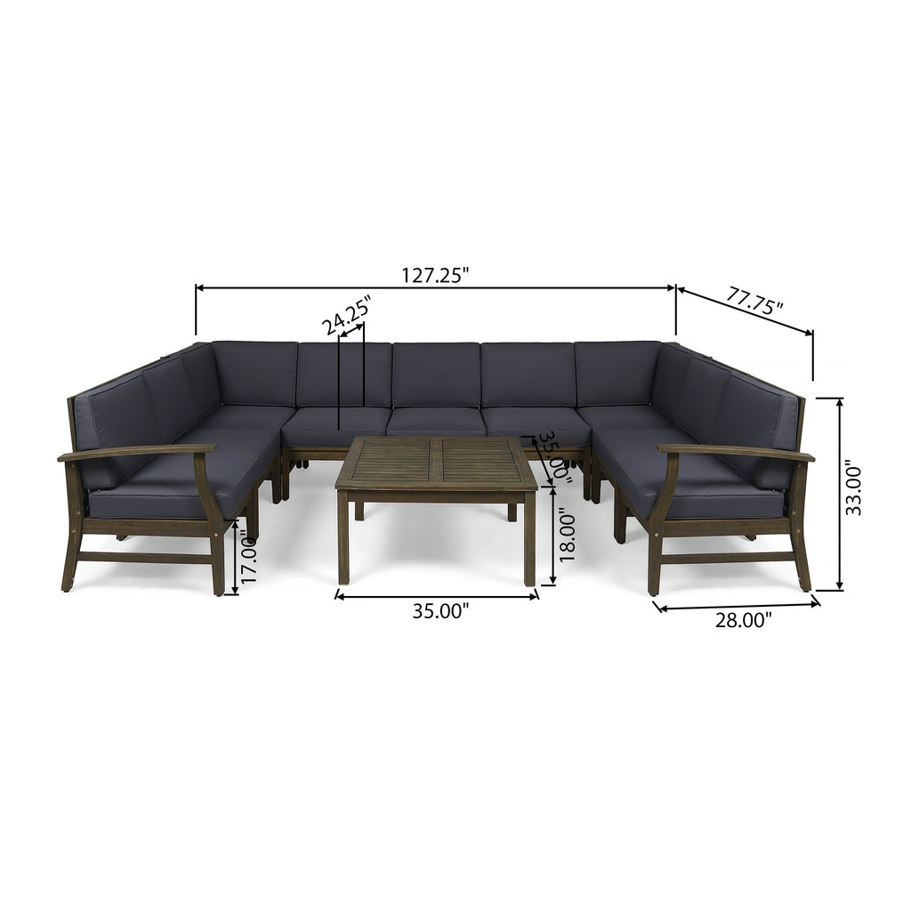 Ensemble de canapés sectionnels Perla 9 places en bois d'acacia par Christopher Knight Home