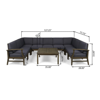 Ensemble de canapés sectionnels Perla 9 places en bois d'acacia par Christopher Knight Home