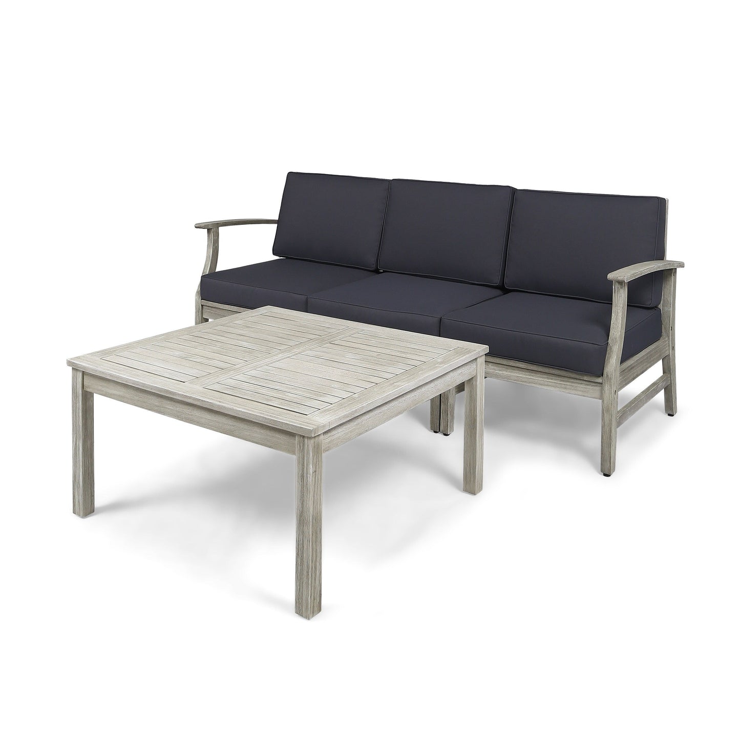 Ensemble canapé et table d'extérieur Perla en acacia, 4 pièces, rembourré, par Christopher Knight Home