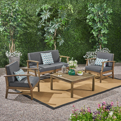 Ensemble de salon Perla Acacia 5 pièces avec coussins par Christopher Knight Home