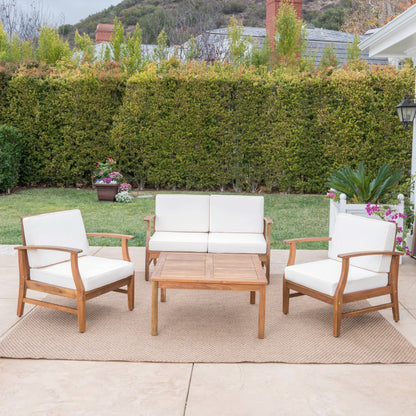 Ensemble de salon Perla Acacia 5 pièces avec coussins par Christopher Knight Home